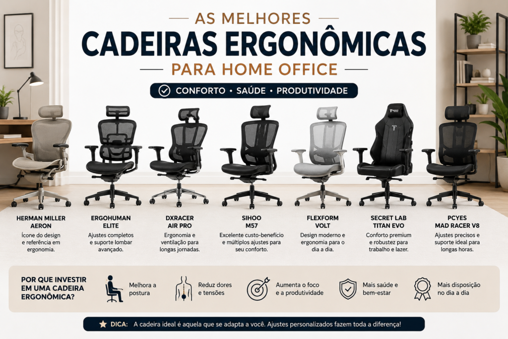 As Melhores Cadeiras Ergonômicas para Home Office: Opções para Evitar Dores nas Costas As Melhores Cadeiras Ergonômicas para Home Office