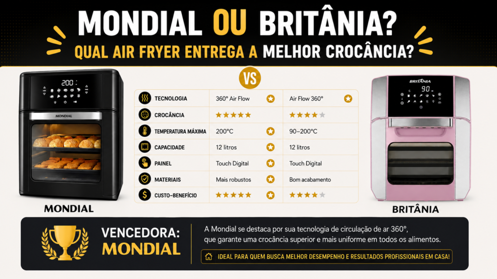 Mondial ou Britânia? Qual Air Fryer Entrega a Melhor Crocância? Qual Air Fryer Entrega a Melhor Crocância
