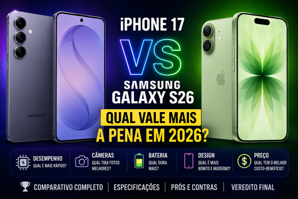 iPhone 17 vs Samsung Galaxy S26: Qual Vale Mais a Pena em 2026? Samsung Galaxy S26 vs iPhone 17